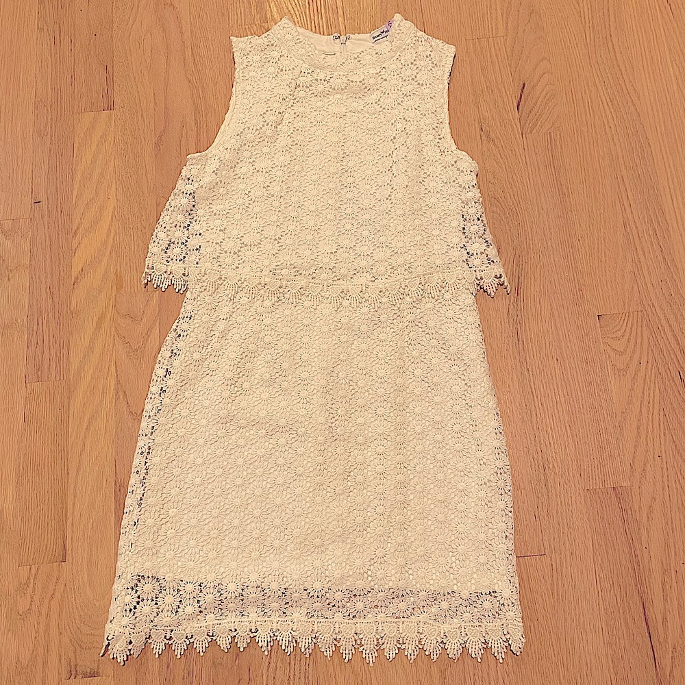 Floral Lace White Bridal Dress, Small